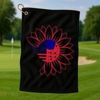 Cute USA Sunflower Flag Golf Towel thumb 1