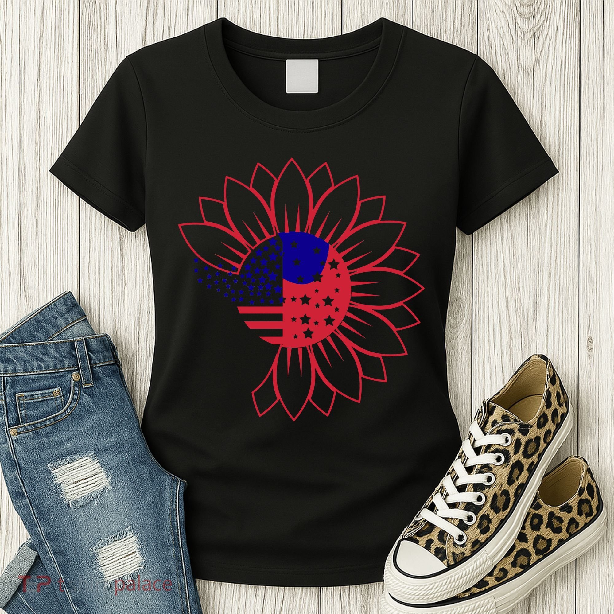 Cute USA Sunflower Flag Women's T-Shirt