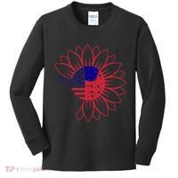Cute USA Sunflower Flag Kids Long Sleeve Shirt thumb 0