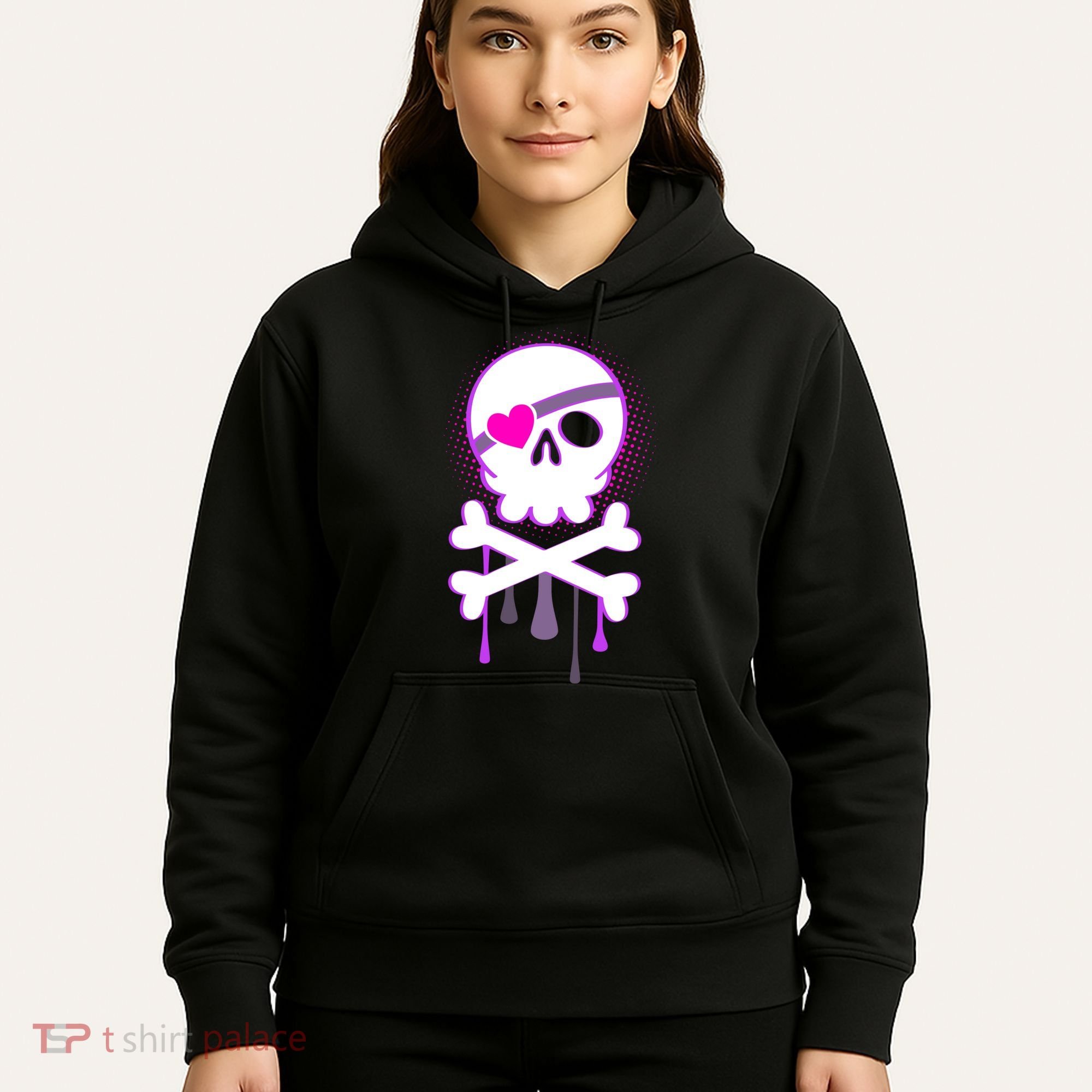 Cute Valentine Skull Eye Patch  Hoodie