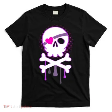 Cute Valentine Skull Eye Patch  T-Shirt