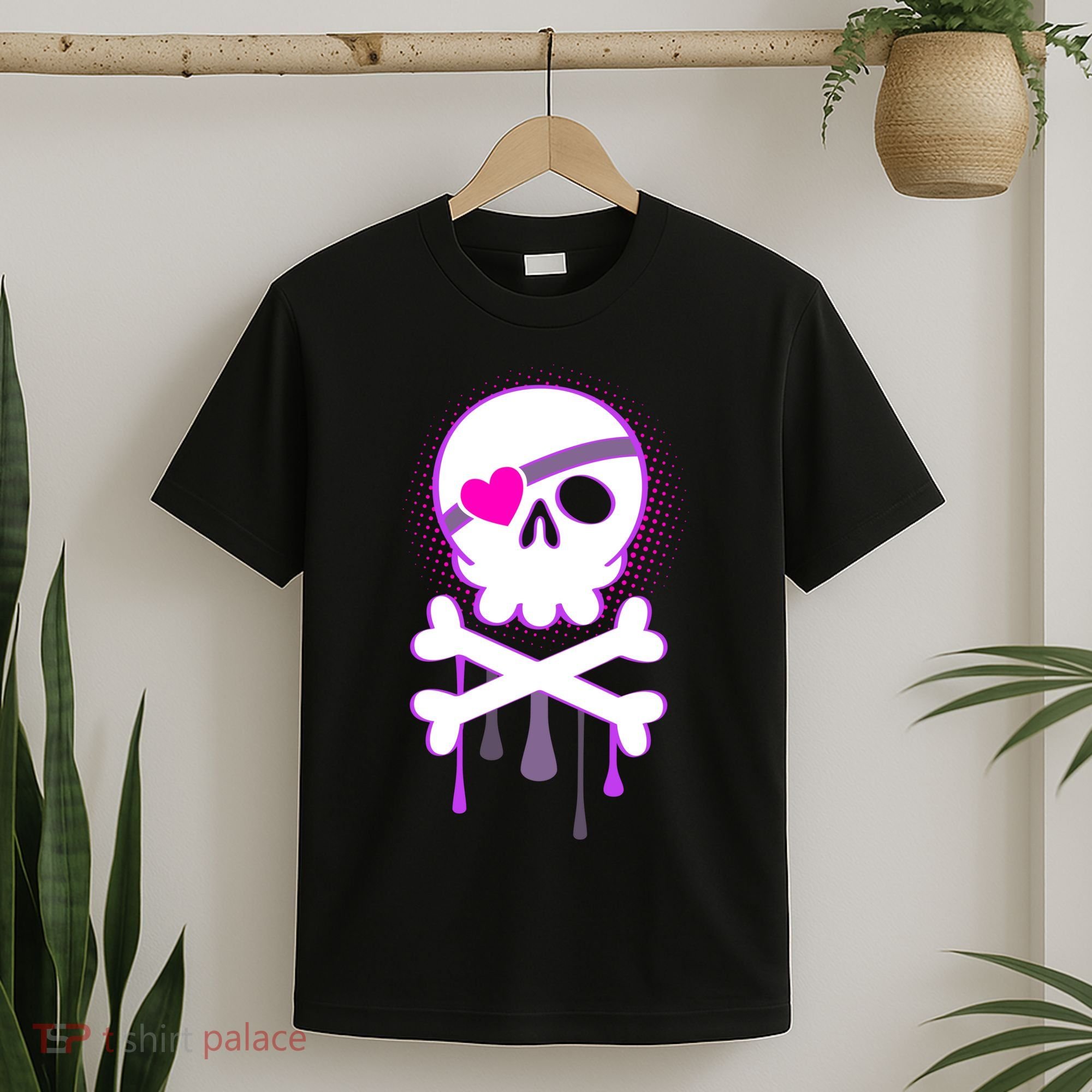 Cute Valentine Skull Eye Patch  T-Shirt