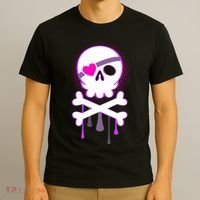 Cute Valentine Skull Eye Patch  T-Shirt thumb 3