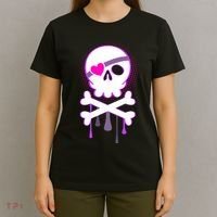 Cute Valentine Skull Eye Patch  T-Shirt thumb 4