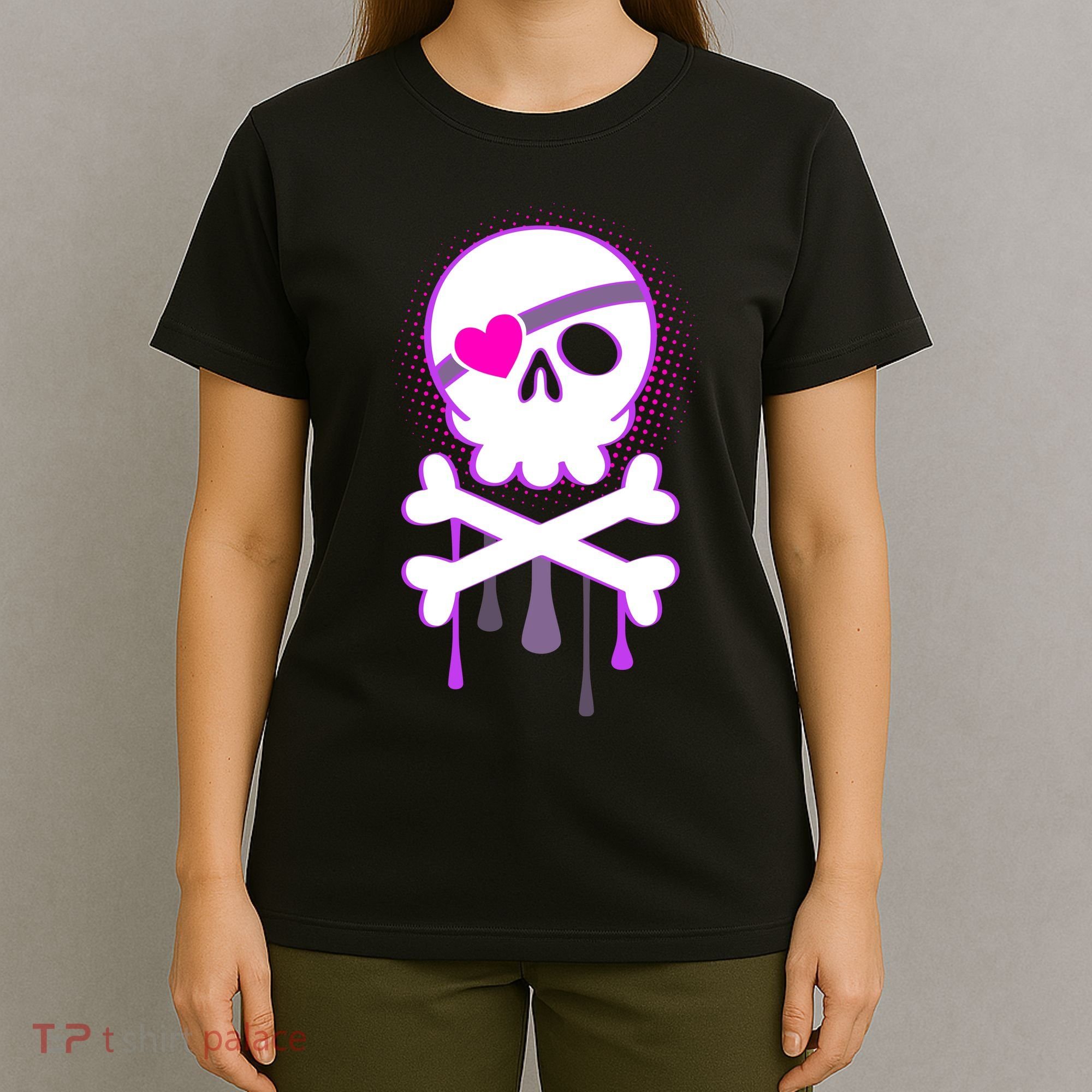 Cute Valentine Skull Eye Patch  T-Shirt