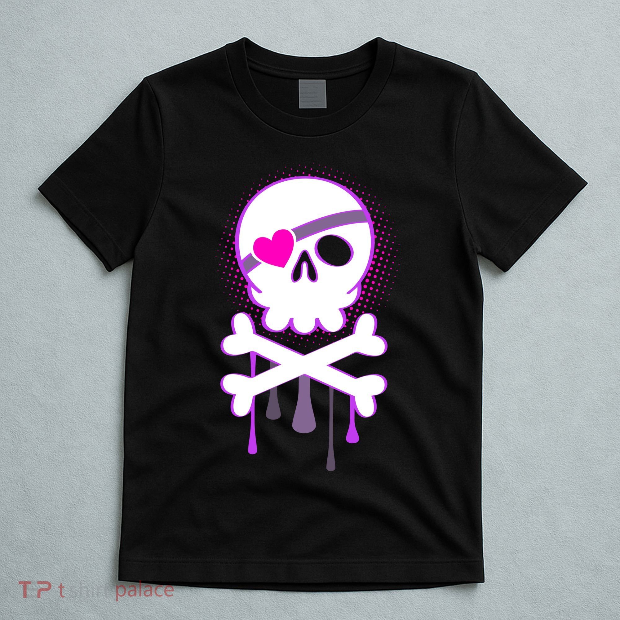 Cute Valentine Skull Eye Patch  T-Shirt