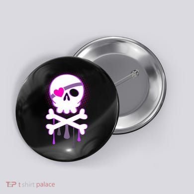 Cute Valentine Skull Eye Patch  Button