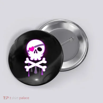 Cute Valentine Skull Eye Patch  Button