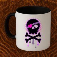 Cute Valentine Skull Eye Patch  Coffee Mug thumb 2
