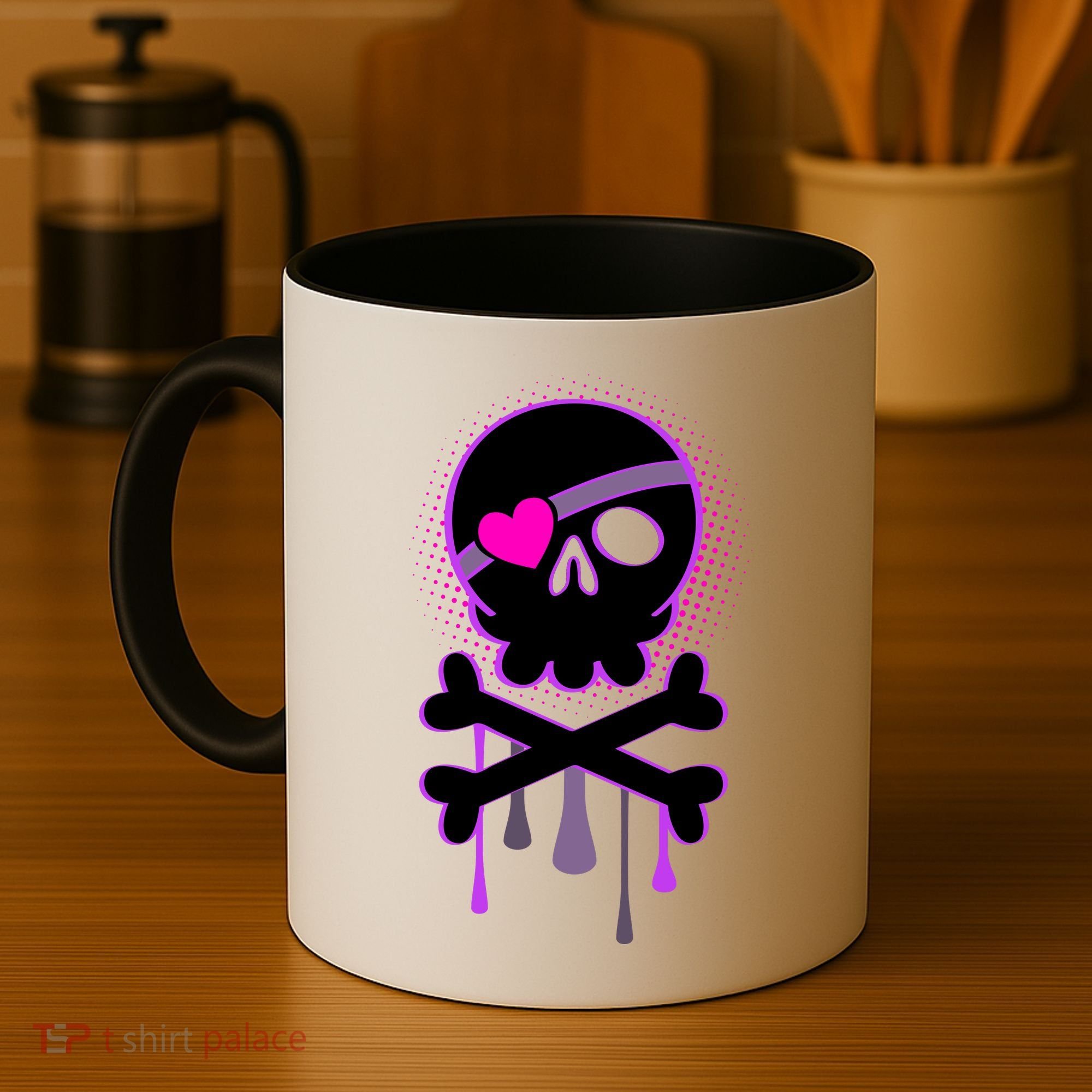 Cute Valentine Skull Eye Patch  Coffee Mug