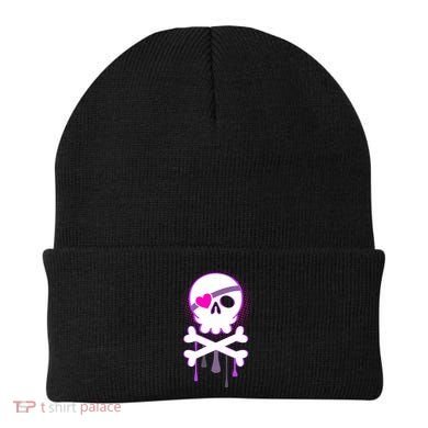 Cute Valentine Skull Eye Patch  Beanie