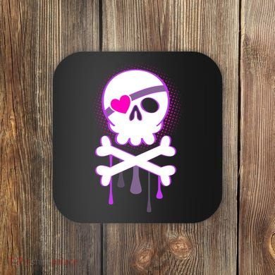 Cute Valentine Skull Eye Patch  Coaster