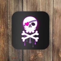 Cute Valentine Skull Eye Patch  Coaster thumb 0