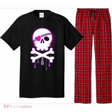 Cute Valentine Skull Eye Patch  Pajama Set
