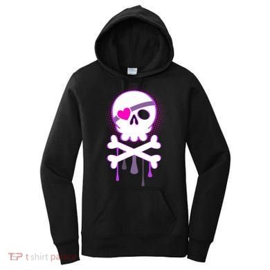 Cute Valentine Skull Eye Patch  Women's Hoodie