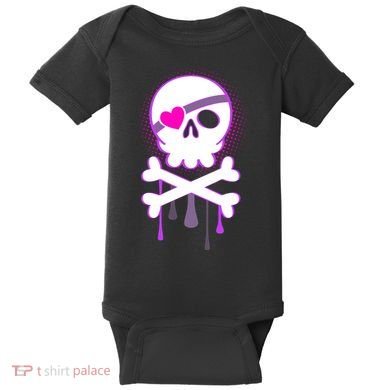 Cute Valentine Skull Eye Patch  Baby Bodysuit