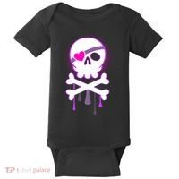 Cute Valentine Skull Eye Patch  Baby Bodysuit thumb 0