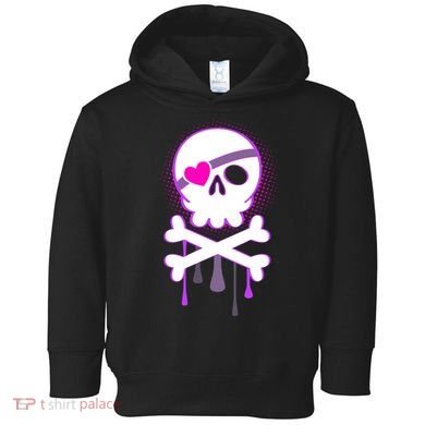 Cute Valentine Skull Eye Patch  Toddler Hoodie