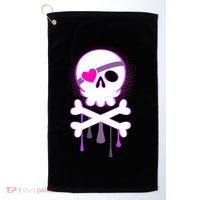 Cute Valentine Skull Eye Patch  Golf Towel thumb 0