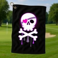 Cute Valentine Skull Eye Patch  Golf Towel thumb 1