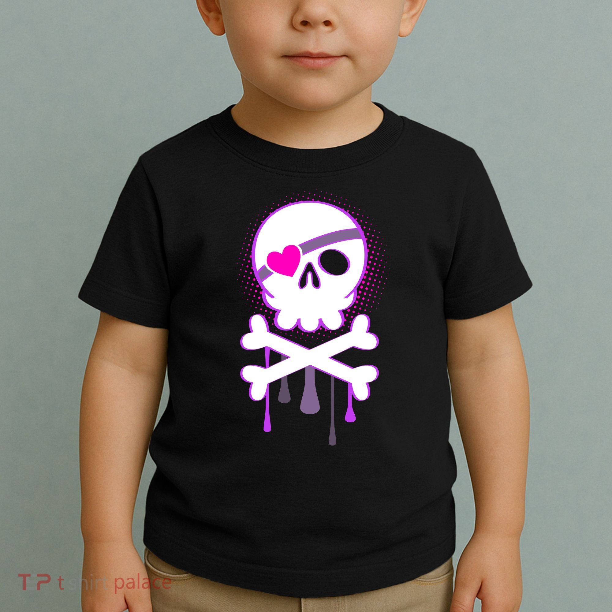 Cute Valentine Skull Eye Patch  Toddler T-Shirt