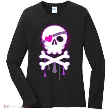 Cute Valentine Skull Eye Patch  Women's Long Sleeve Shirt