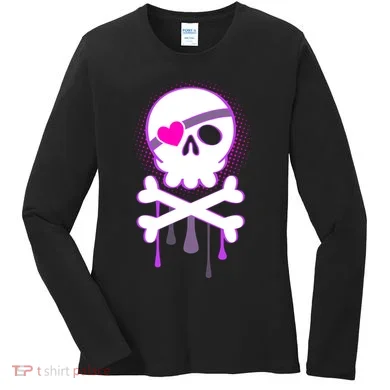 Cute Valentine Skull Eye Patch  Women's Long Sleeve Shirt