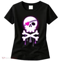 Cute Valentine Skull Eye Patch  Women's T-Shirt thumb 0