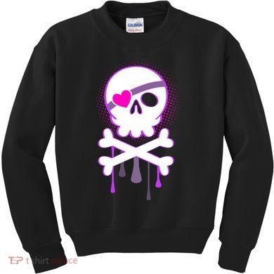 Cute Valentine Skull Eye Patch  Kids Sweatshirt