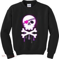 Cute Valentine Skull Eye Patch  Kids Sweatshirt thumb 0