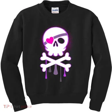 Cute Valentine Skull Eye Patch  Kids Sweatshirt