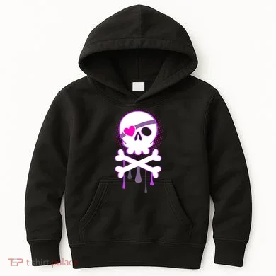Cute Valentine Skull Eye Patch Kids Hoodie