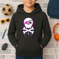 Cute Valentine Skull Eye Patch  Kids Hoodie thumb 2