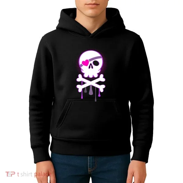Cute Valentine Skull Eye Patch  Kids Hoodie