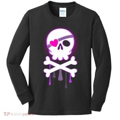 Cute Valentine Skull Eye Patch  Kids Long Sleeve Shirt