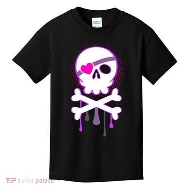 Cute Valentine Skull Eye Patch  Kids T-Shirt