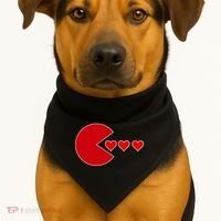 Cute Valentines Day Gamer Hear Retro USA-Made Doggie Bandana thumb 1