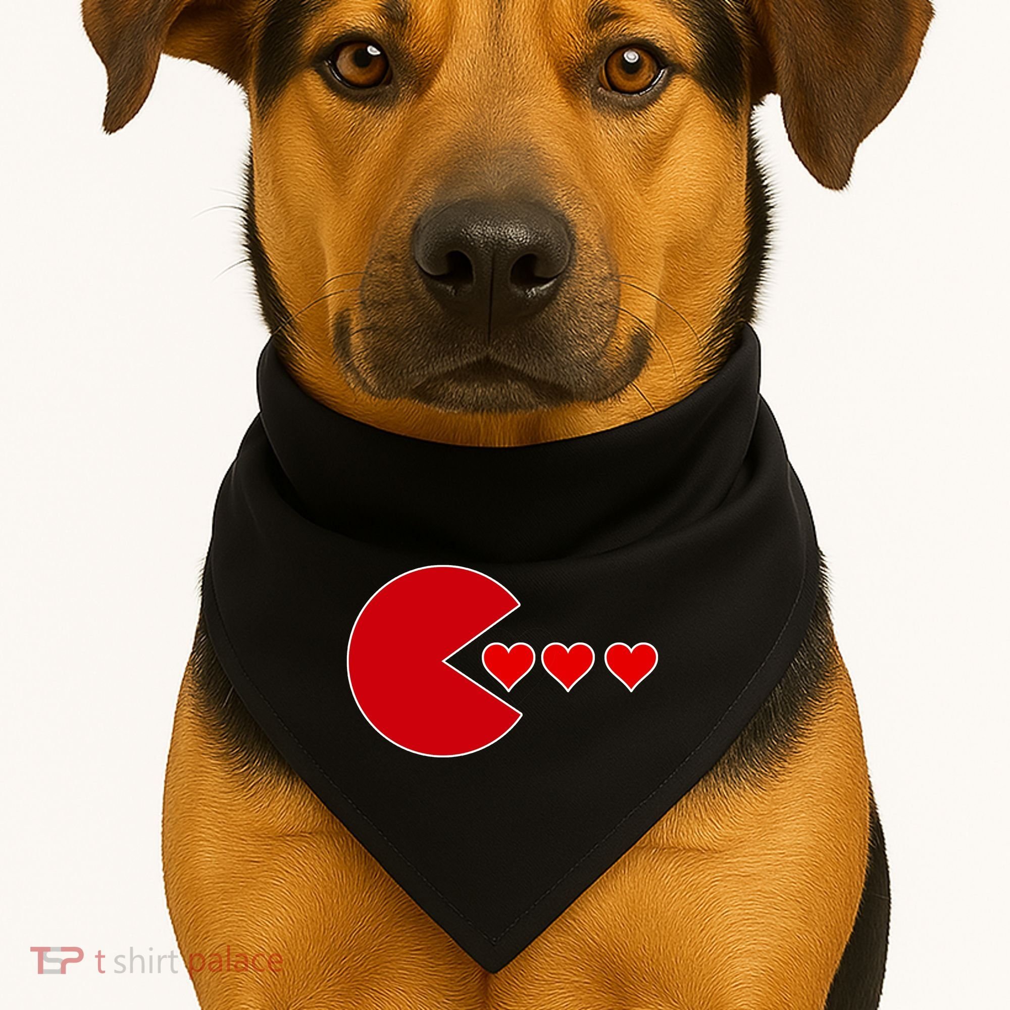 Cute Valentines Day Gamer Hear Retro USA-Made Doggie Bandana