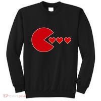 Cute Valentines Day Gamer Hear Retro Sweatshirt thumb 0