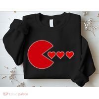 Cute Valentines Day Gamer Hear Retro Sweatshirt thumb 2