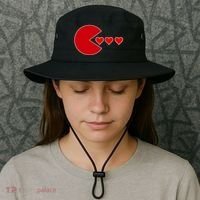 Cute Valentines Day Gamer Hear Retro Bucket Hat thumb 3