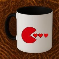 Cute Valentines Day Gamer Hear Retro Coffee Mug thumb 2