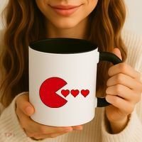 Cute Valentines Day Gamer Hear Retro Coffee Mug thumb 3