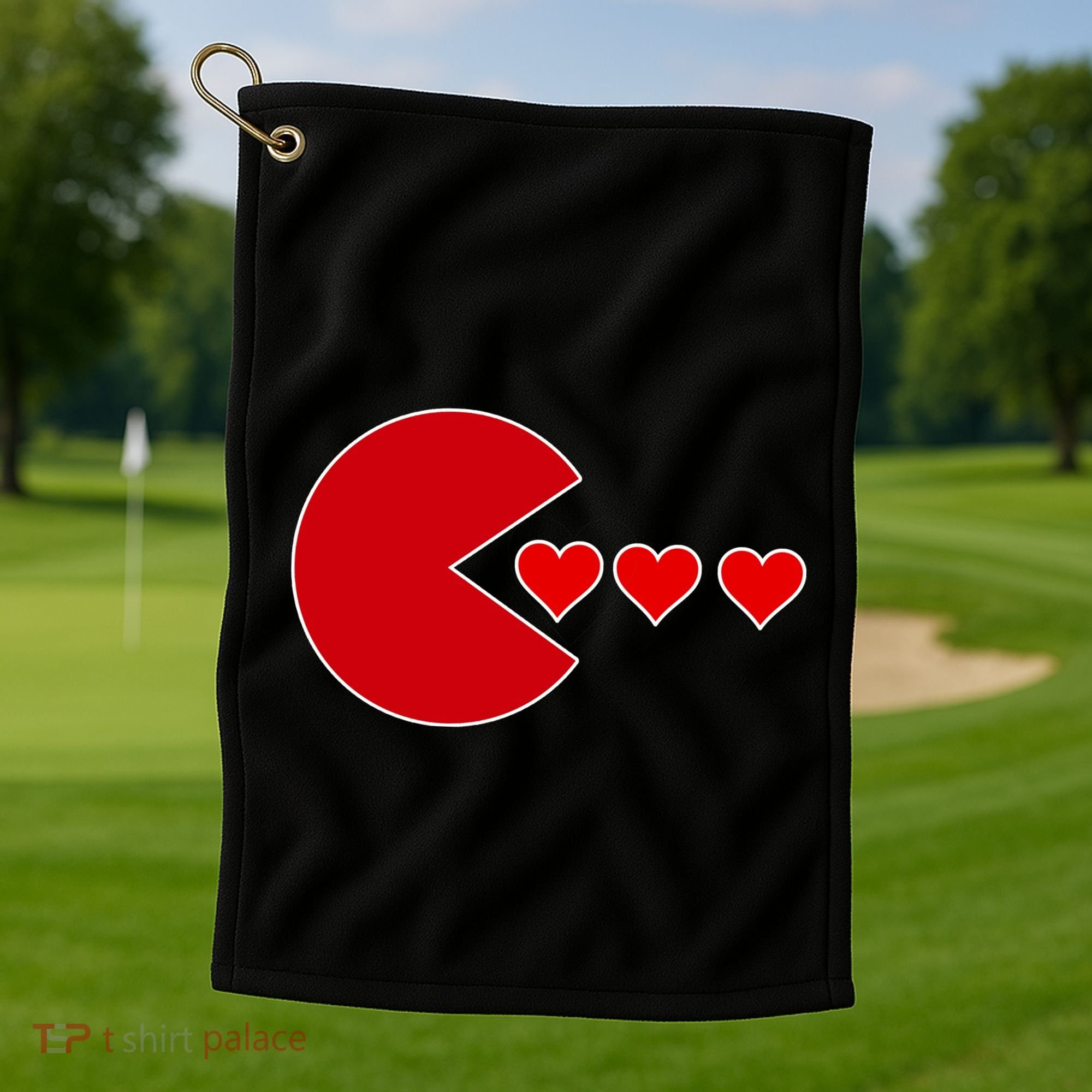 Cute Valentines Day Gamer Hear Retro Golf Towel