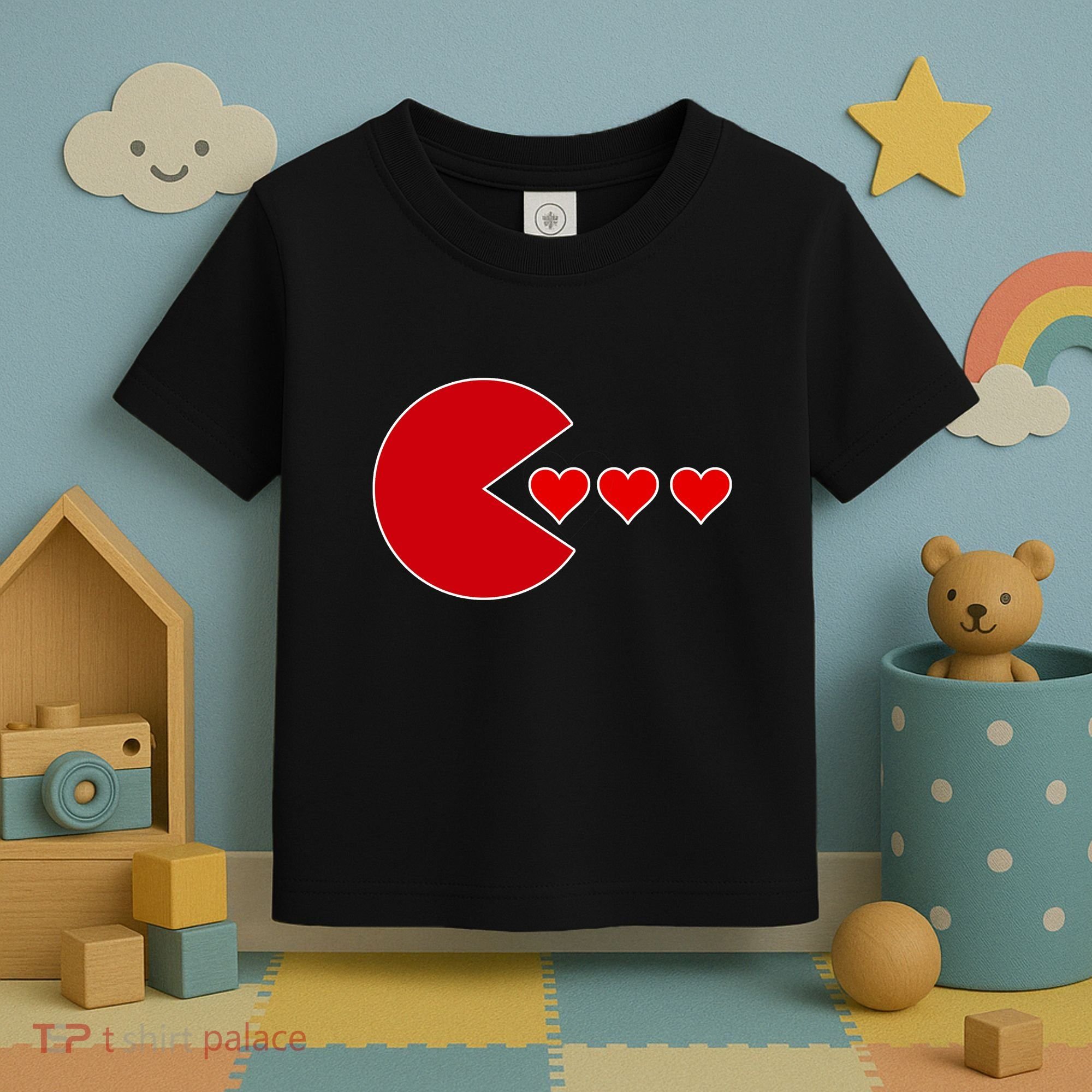 Cute Valentines Day Gamer Hear Retro Toddler T-Shirt