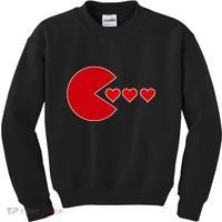 Cute Valentines Day Gamer Hear Retro Kids Sweatshirt thumb 0