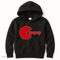 Cute Valentines Day Gamer Hear Retro Kids Hoodie thumb 0