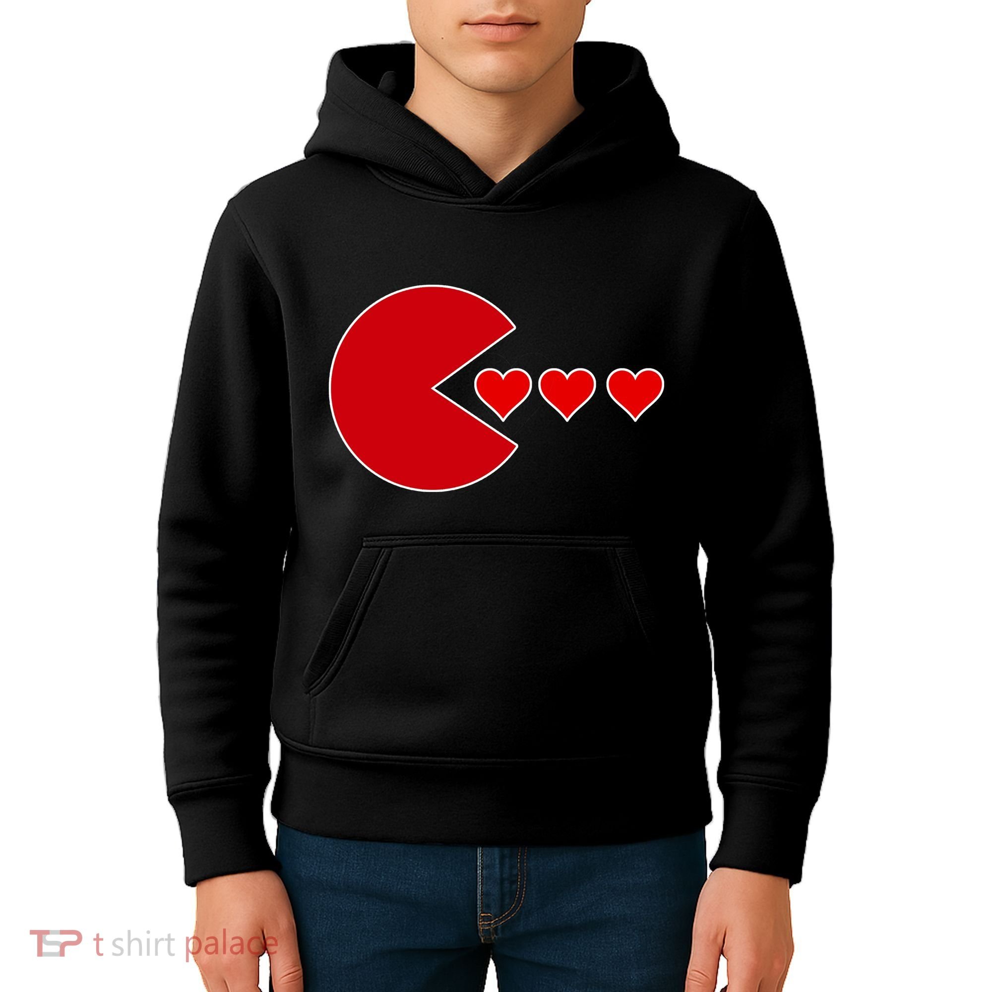 Cute Valentines Day Gamer Hear Retro Kids Hoodie