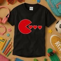 Cute Valentines Day Gamer Hear Retro Kids T-Shirt thumb 3
