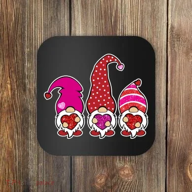 Cute Valentine's Day Gnomes Coaster